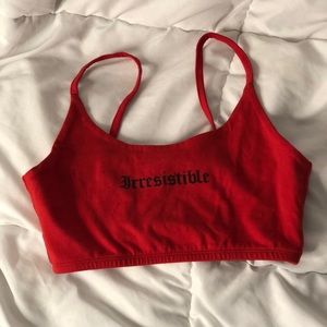 “Irresistible” cute red crop top.